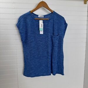 NEW Gilli Rachel Crew Neck Pocket Tee Blue Medium